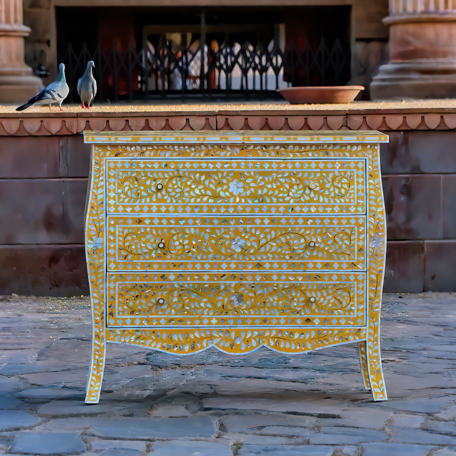 Nur Mother of Pearl Inlay Chest & Mirror