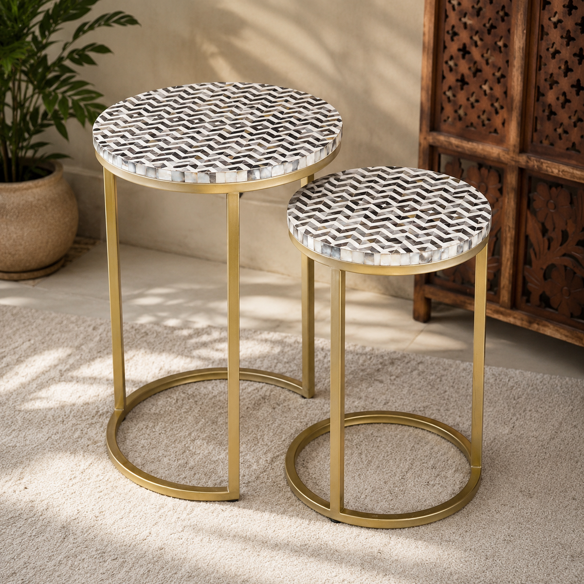 Zane Mother of Pearl Inlay Nesting Tables