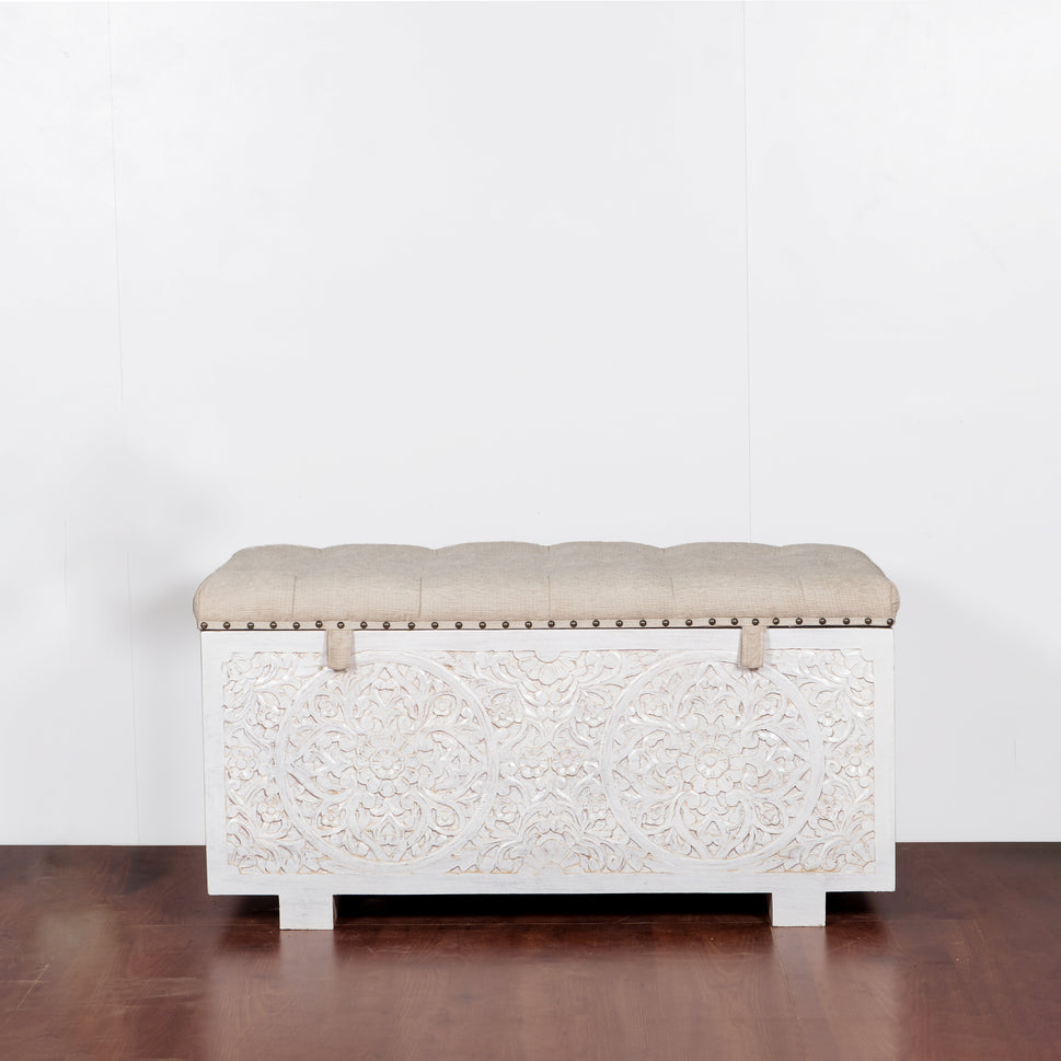 Jaden Wooded Carved Storage Trunk