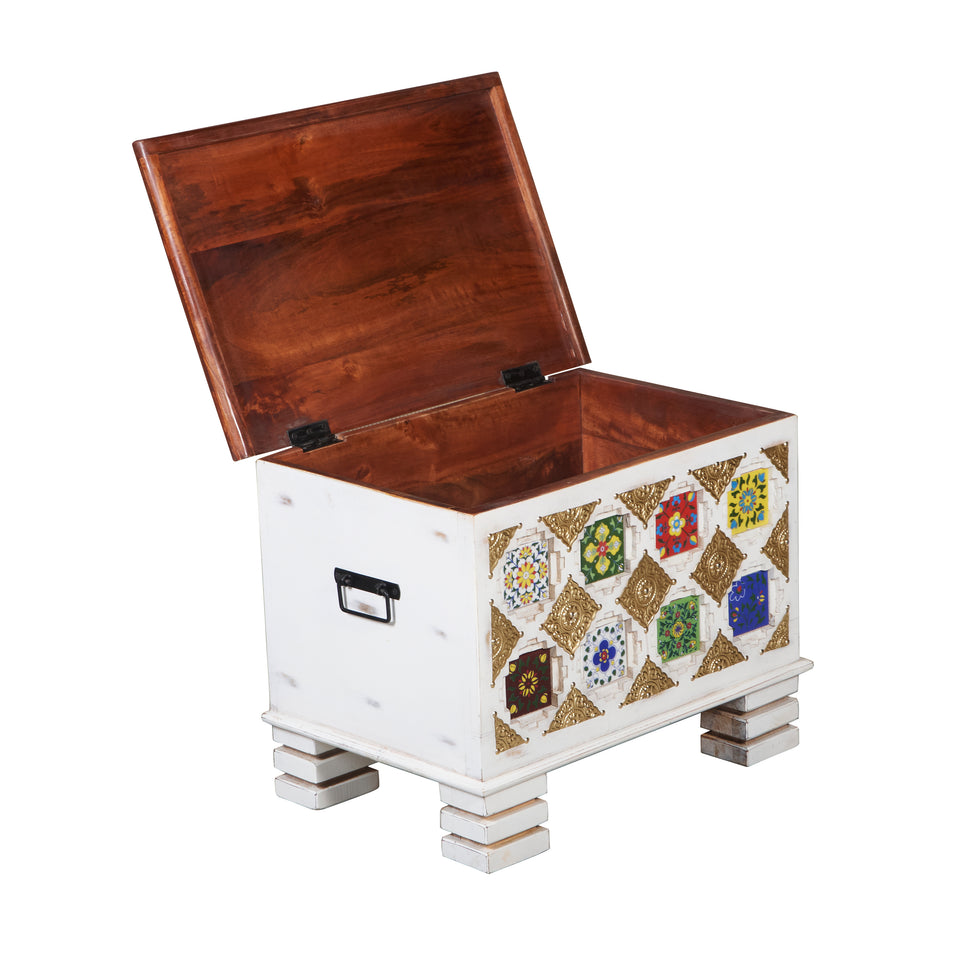 Jason Carved Tile Storage Trunk