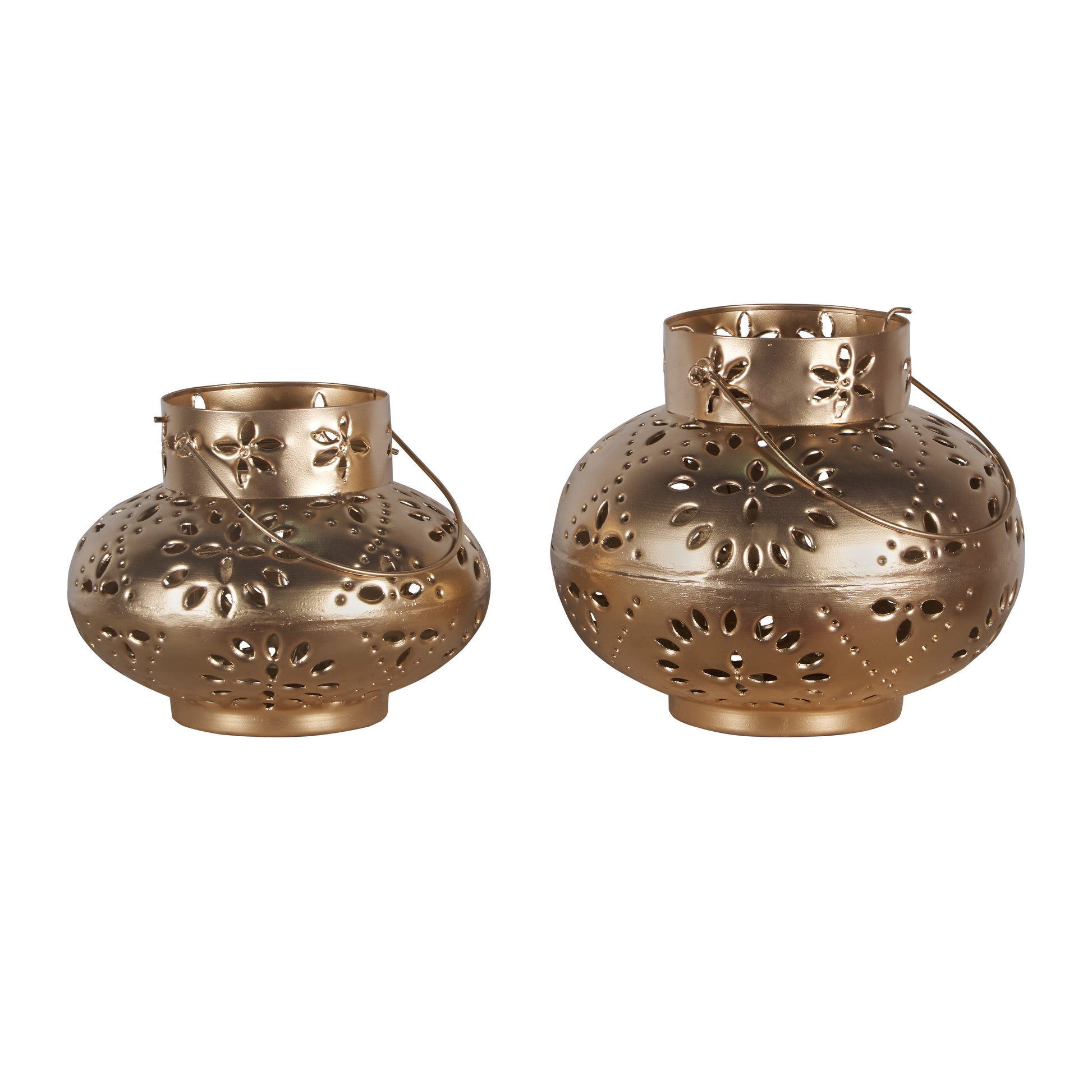 Sima Antique Brass Finish Lantern Set of 2