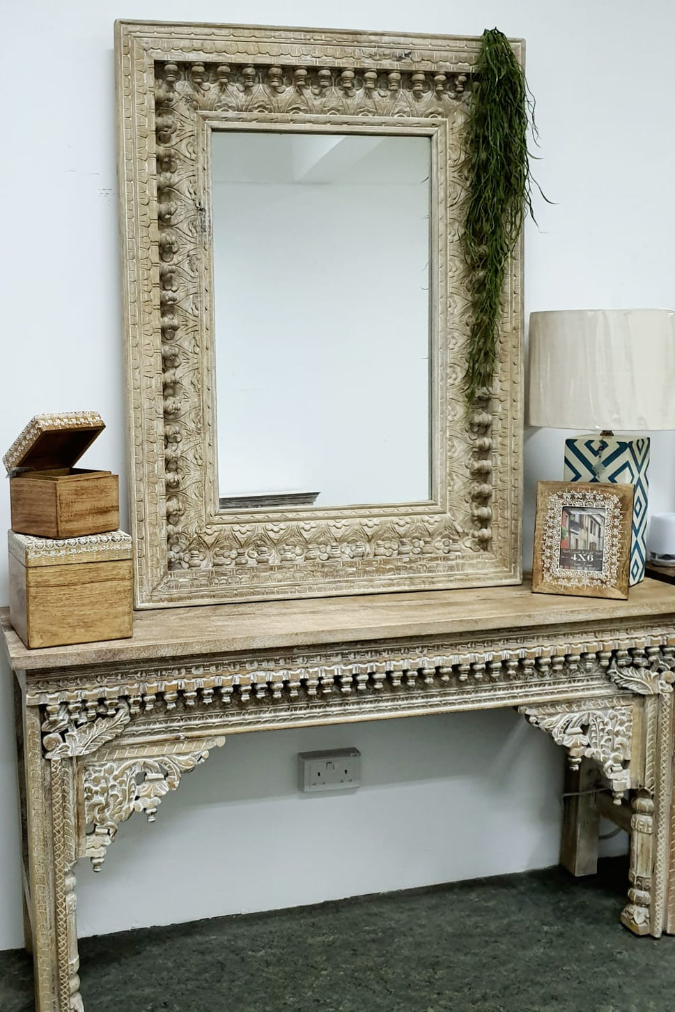 Jass Wooden Hand Carved Console Table