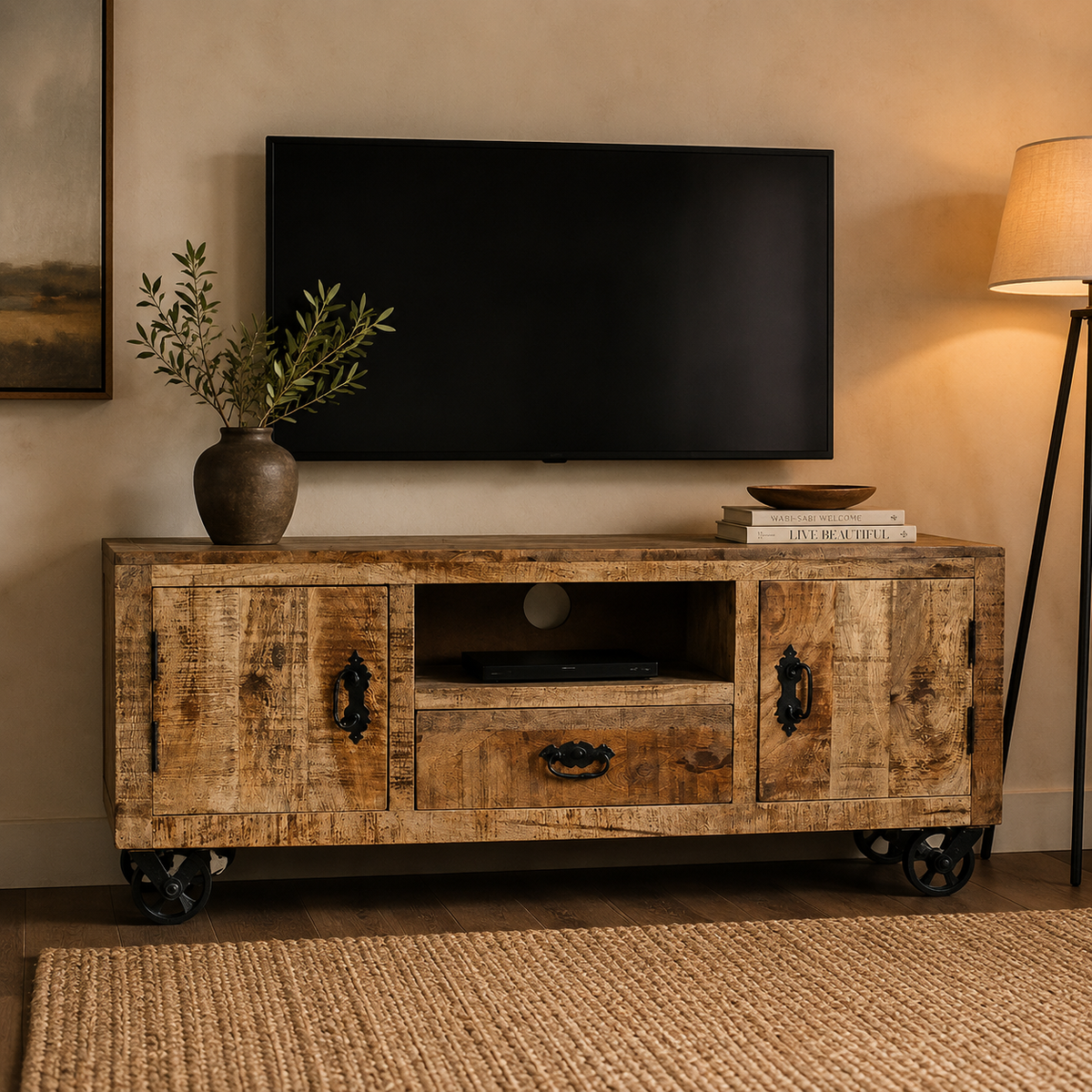 Carmine Hand Carved Wooden TV Cabinet