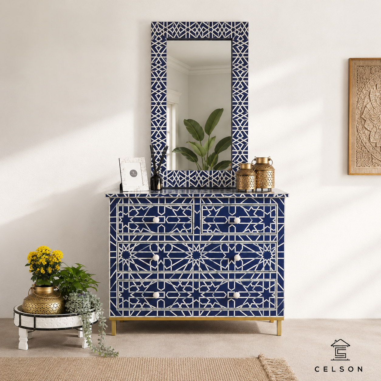 Ralph Bone Inlay Chest & Mirror
