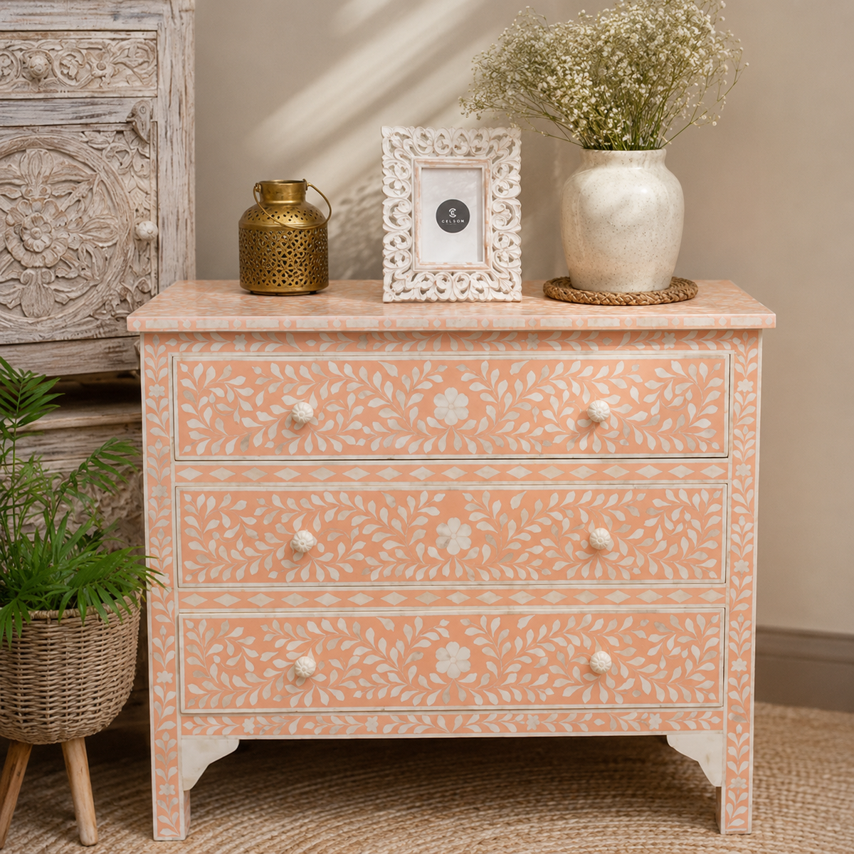 Samarica Bone Inlay Chest of Drawer