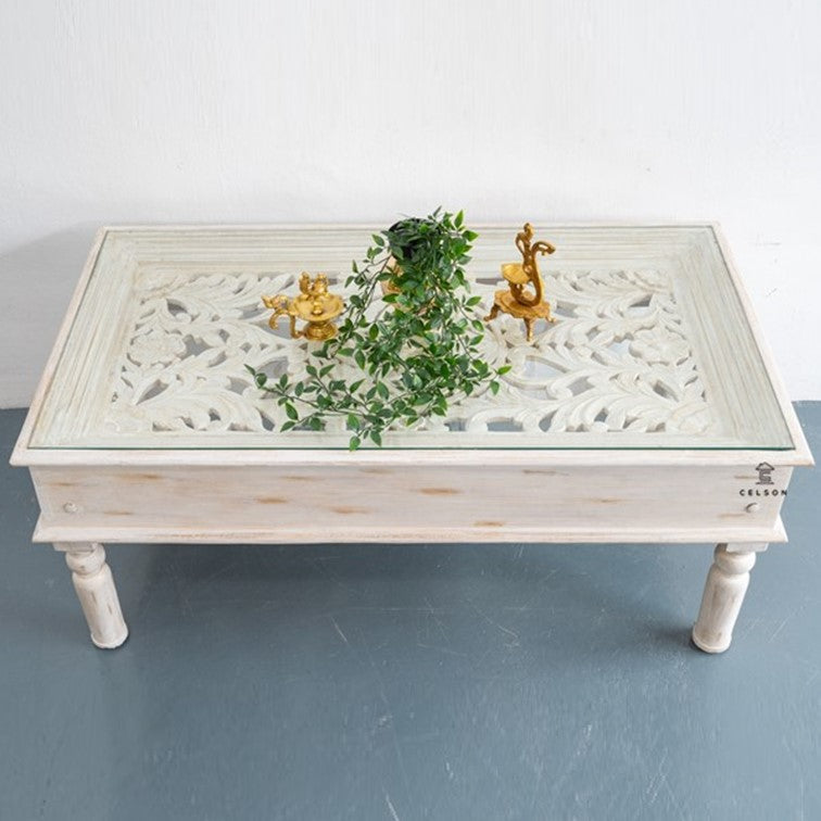 Lily Wooden Carved Coffee Table