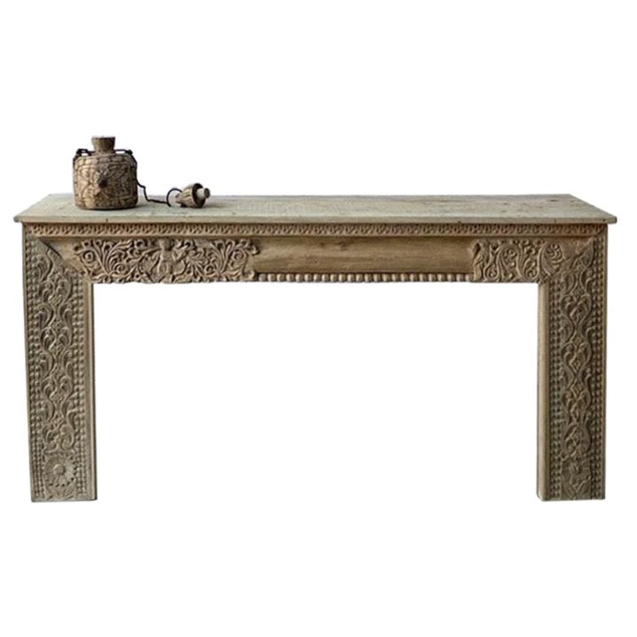 Heena Hand Carved Wooden Console Table