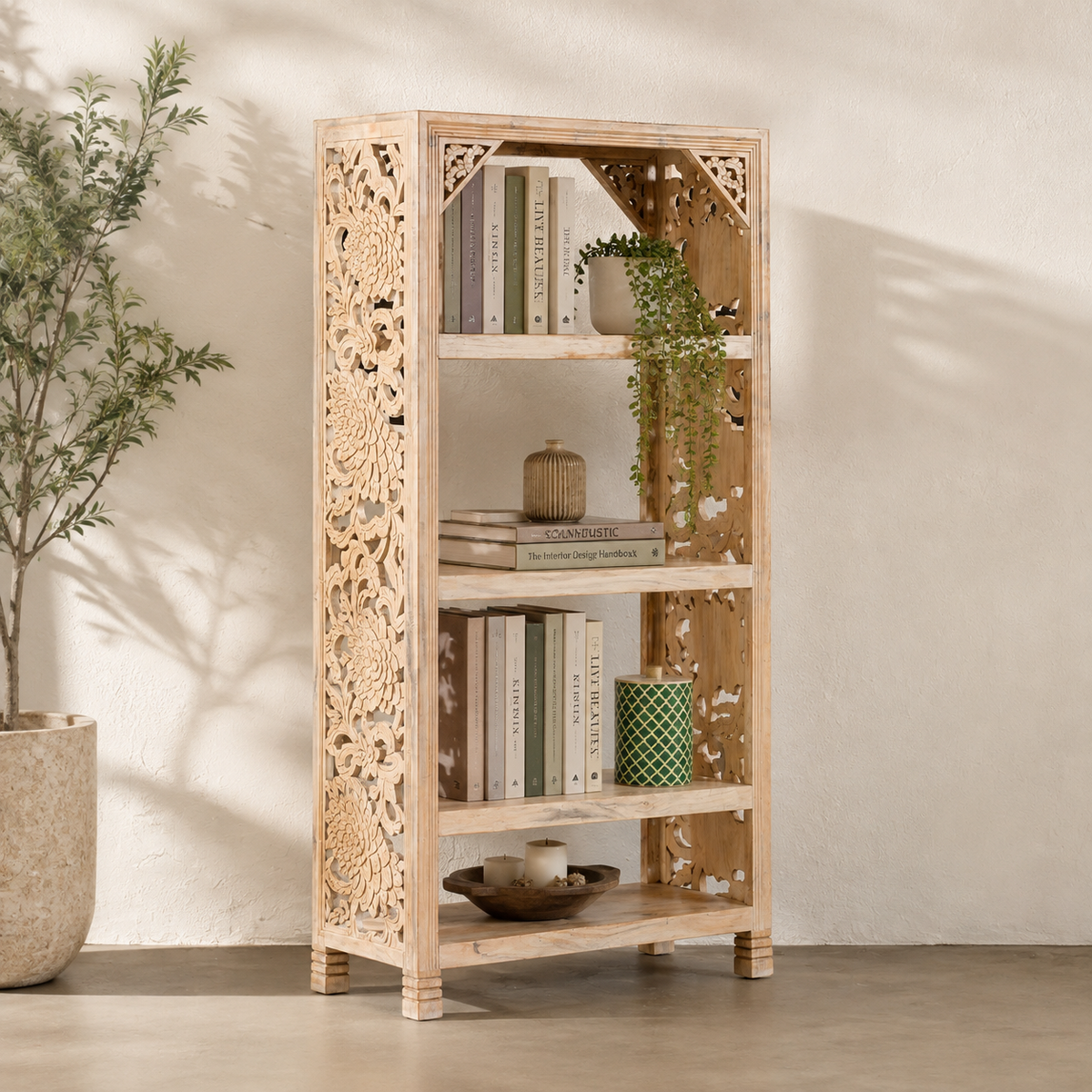 Petros Hand Carved Bookshelf
