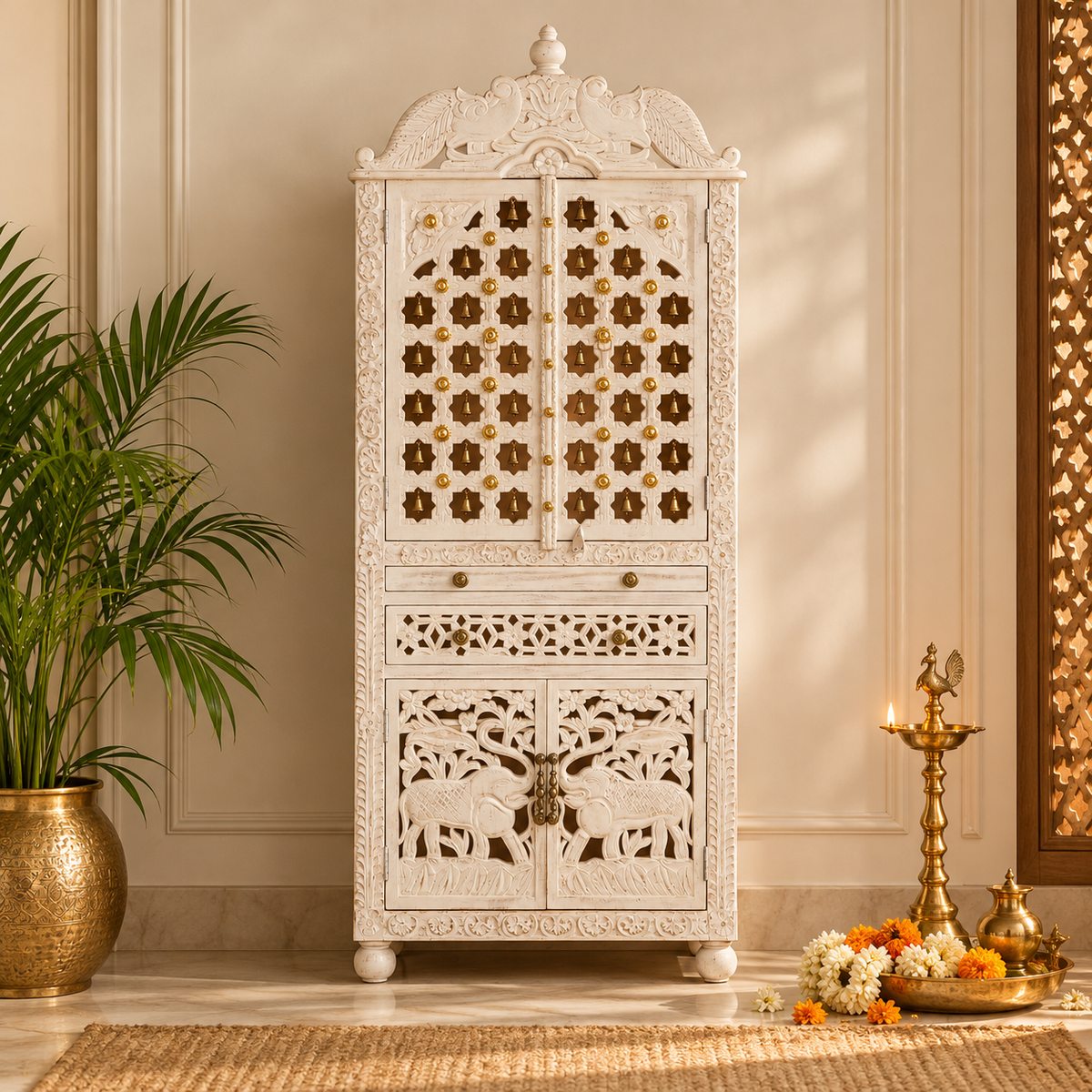 Rajan Hand Carved  Wooden Mandir