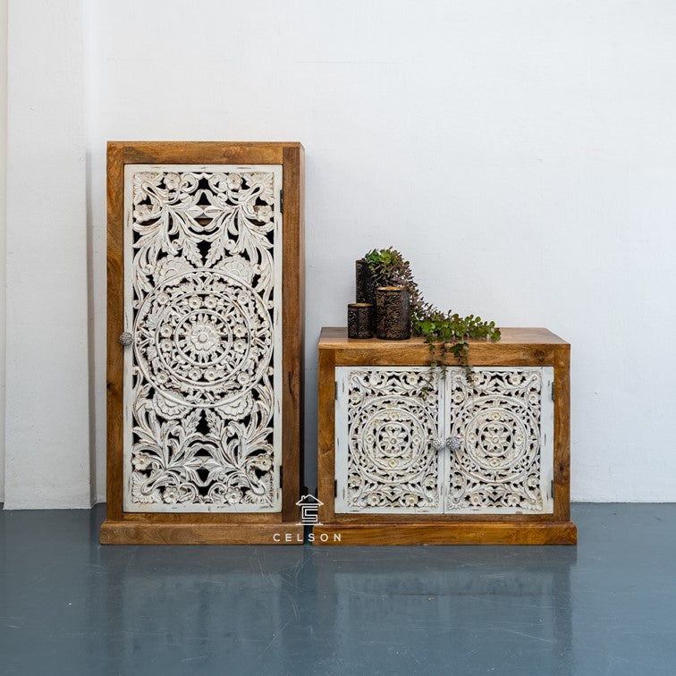 Sam Hand Carved Wooden Shoe Cabinet