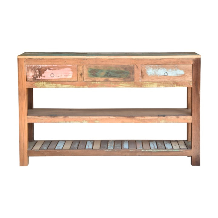 Meta Hand Carved Wooden Console Table
