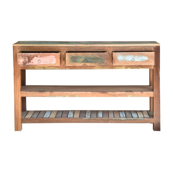 Meta Hand Carved Wooden Console Table