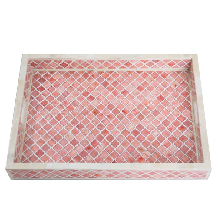 Stella Bone Inlay Tray with Geometric Pattern
