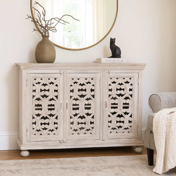 Kaley Hand Carved Wooden Side Board