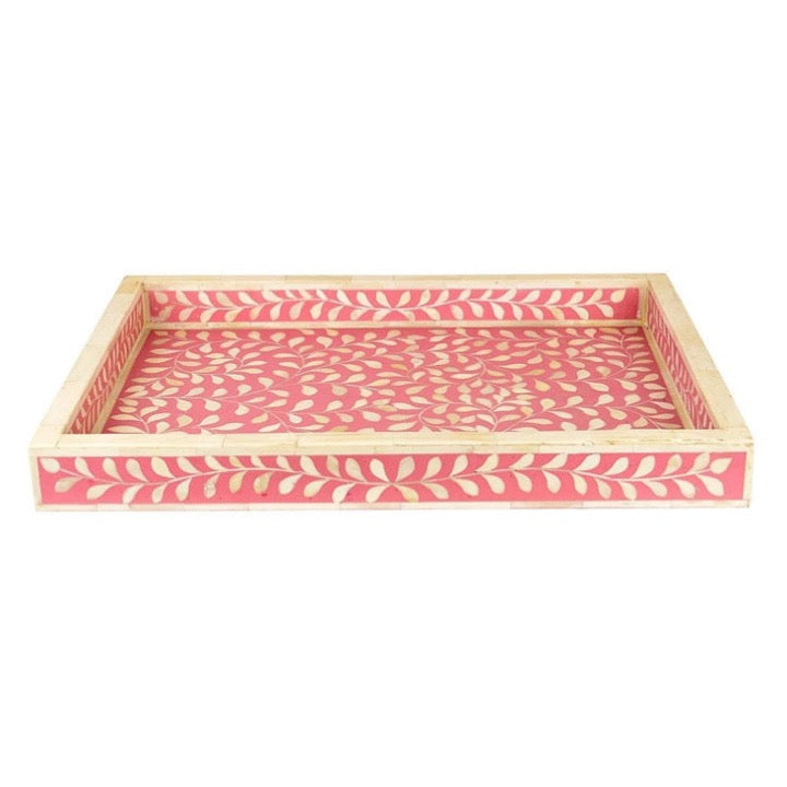 Yashi Bone Inlay Tray with Floral Pattern