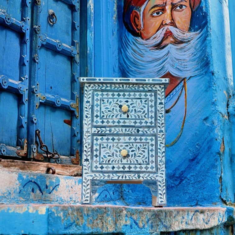Sagar Bone Inlay Bedside Table