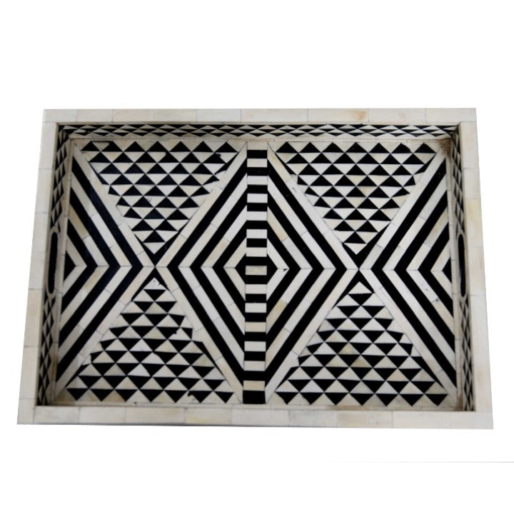Shan Bone Inlay Geometrical Pattern Tray