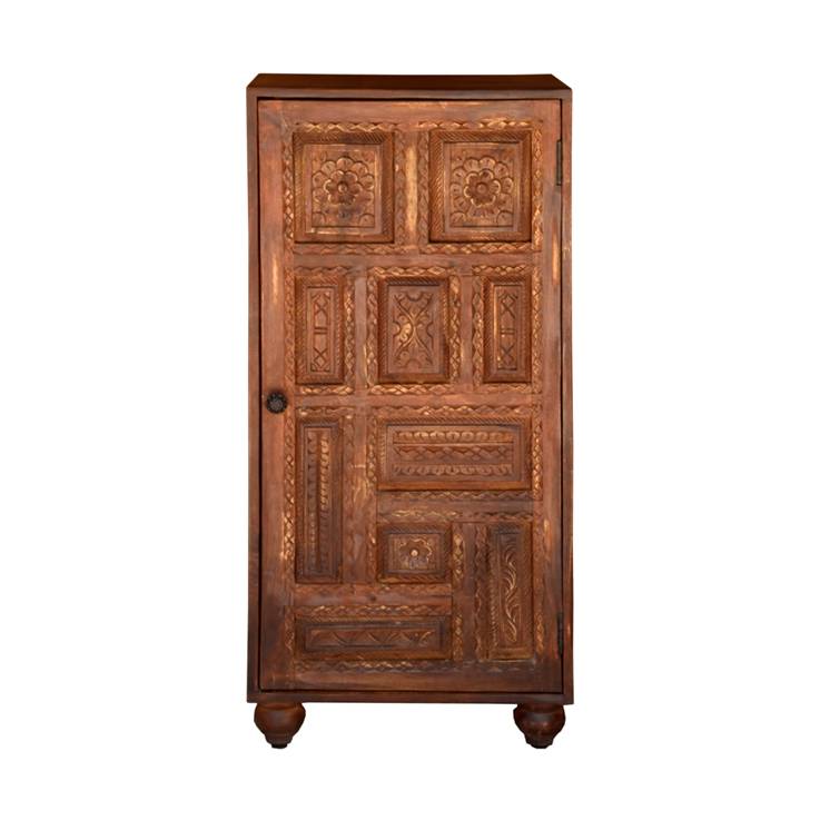 Lena Hand Carved Wooden Shoe Cabinet