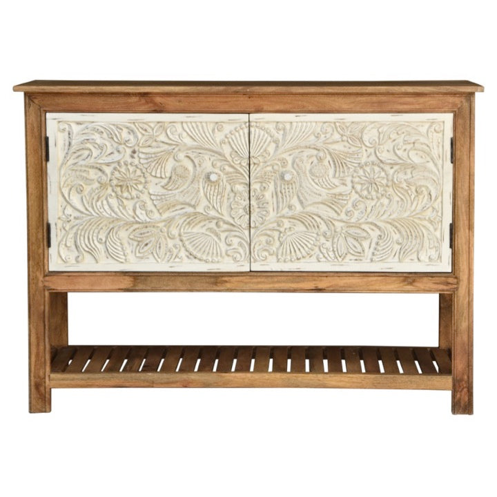 Priestly Hand Carved Wooden Console Table