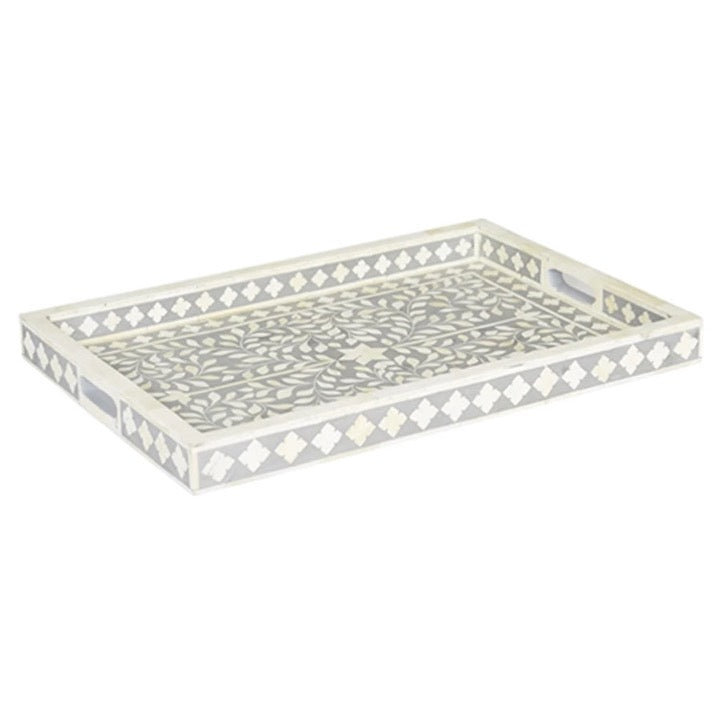 Marie Bone Inlay Tray with Floral Pattern