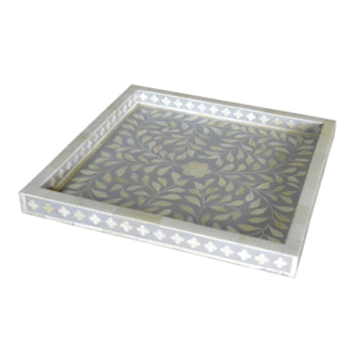 Lara Bone Inlay Square Floral Pattern Tray