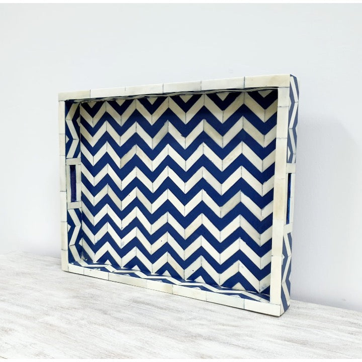 Joey Bone Inlay Chevron Pattern Tray