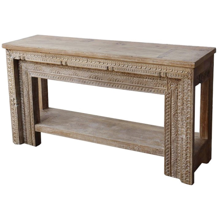 Milaan Hand Carved Wooden Console Table