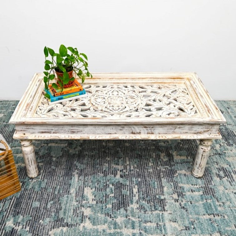 Lily Wooden Carved Coffee Table