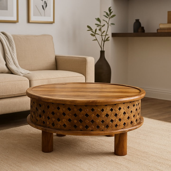 Rocco Carved Wooden Coffee Table