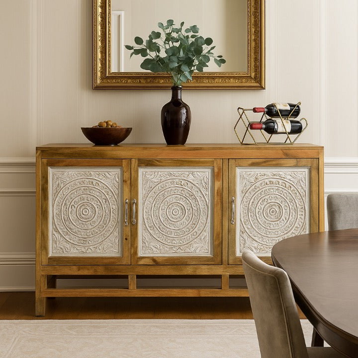 Oliver Hand Carved Wooden Sideboard