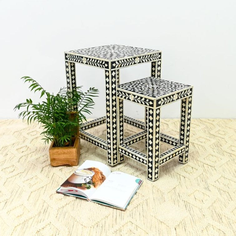 Margo Bone Inlay  Nesting Table
