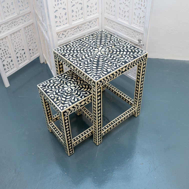 Margo Bone Inlay  Nesting Table