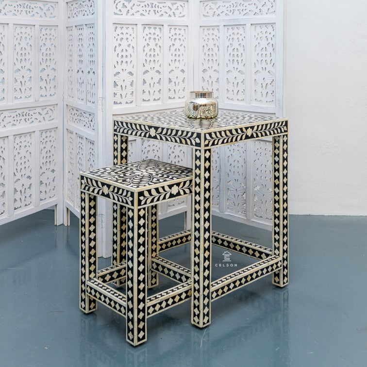 Margo Bone Inlay  Nesting Table