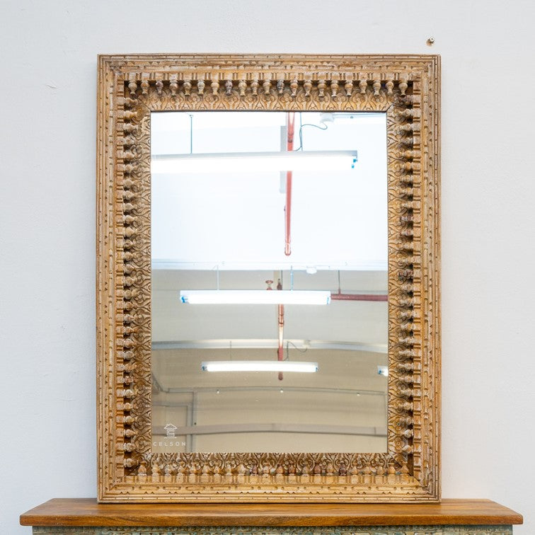 Luke Hand Carved Wooden Mirror