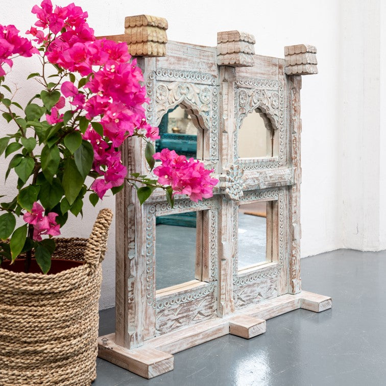Amanda Hand Carved Wooden Mirror