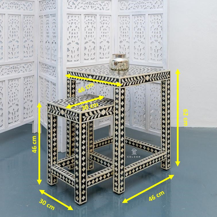Margo Bone Inlay  Nesting Table
