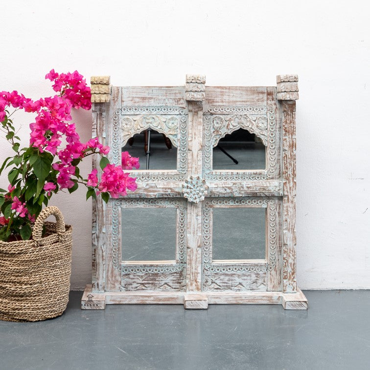 Amanda Hand Carved Wooden Mirror