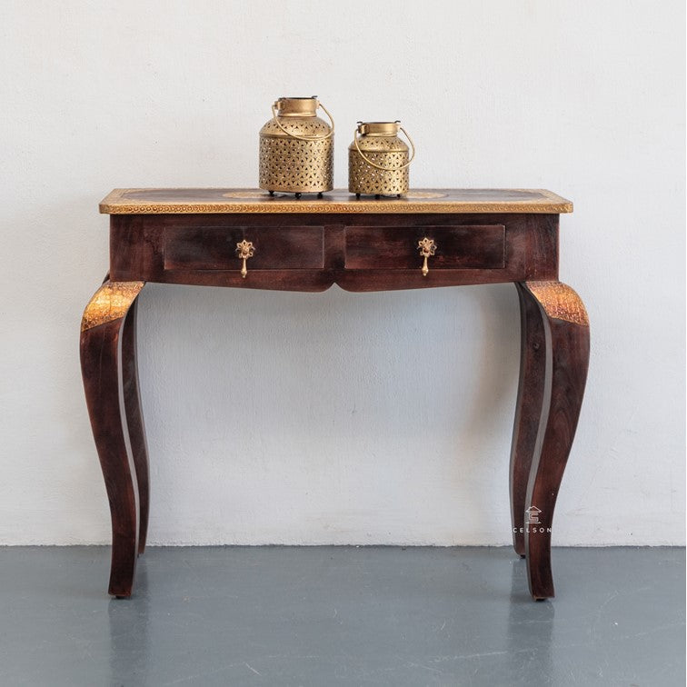 Cameron  Brass Inlaid  Console Table