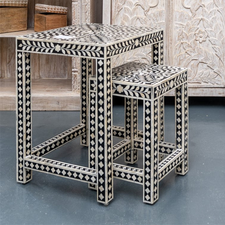Margo Bone Inlay  Nesting Table