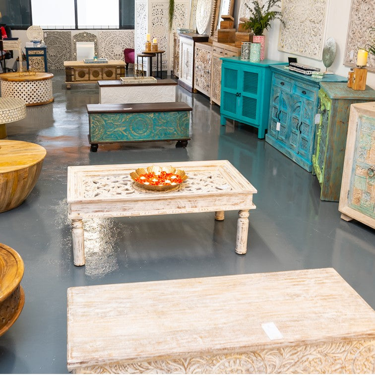 Lily Wooden Carved Coffee Table