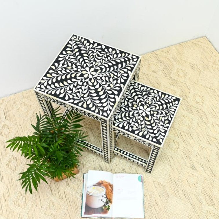 Margo Bone Inlay  Nesting Table