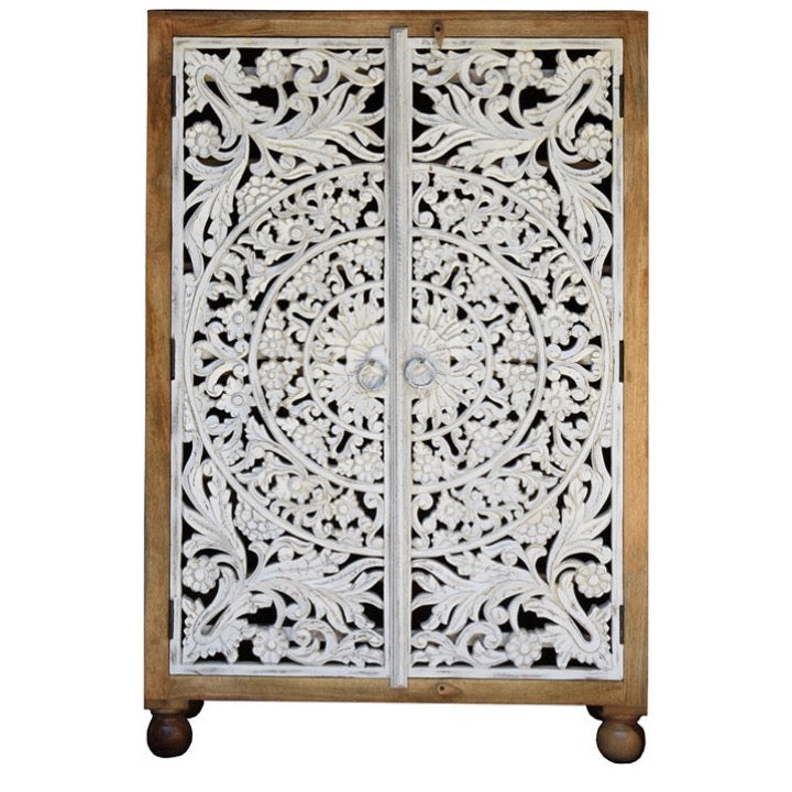 Sia Hand Carved Shoe Cabinet