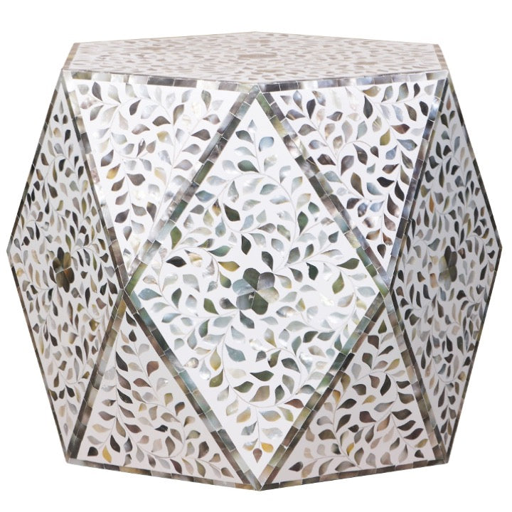 John Mother of Pearl Inlay Diamond Stool