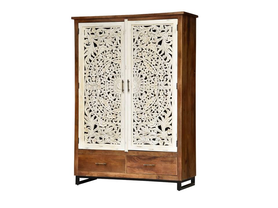Paul Hand Carved Wooden Shoe Cabinet
