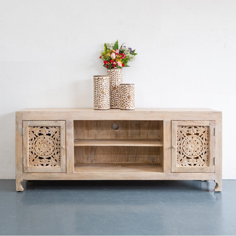 Ivva Hand Carved Wooden TV Cabinet