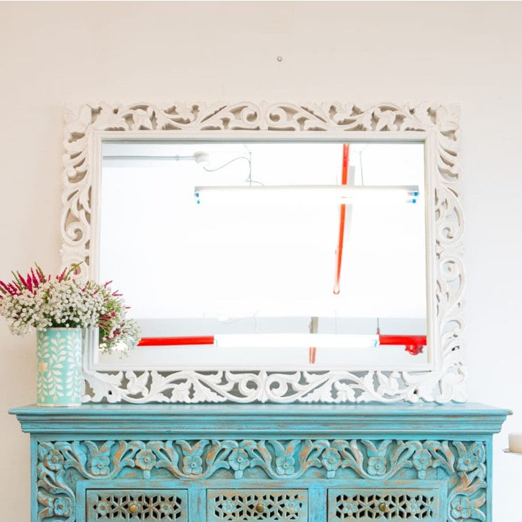 Blaire Hand Carved Wooden Mirror