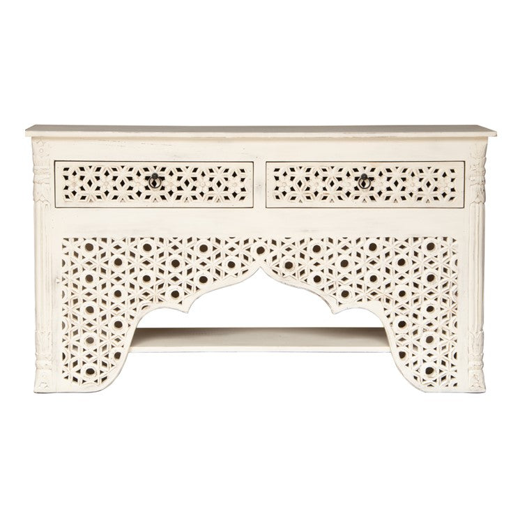 Penny Hand Carved Wooden Console Table