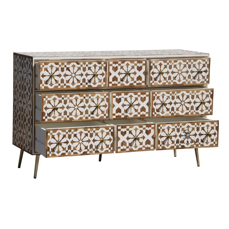 Janice Wood Inlay Chest of Drawer