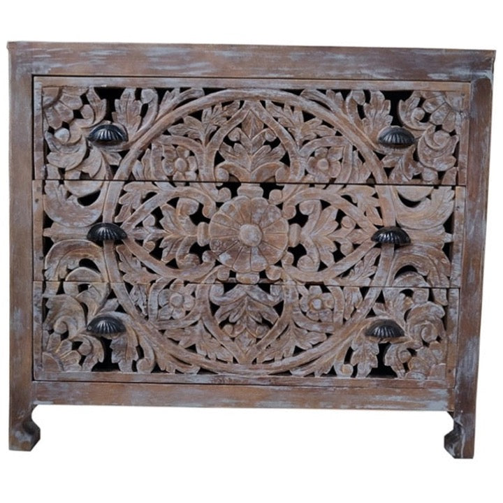 Herran Carved Wooden Chest of Drawer