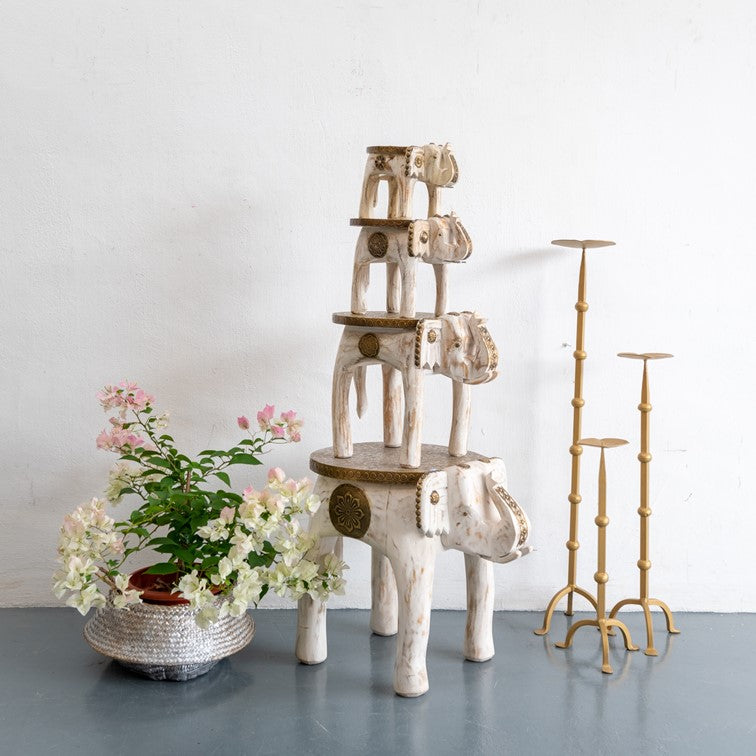 Neha Wooden Hand Carved Stool